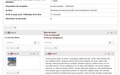 Les d&eacute;tails de la page d'accueil